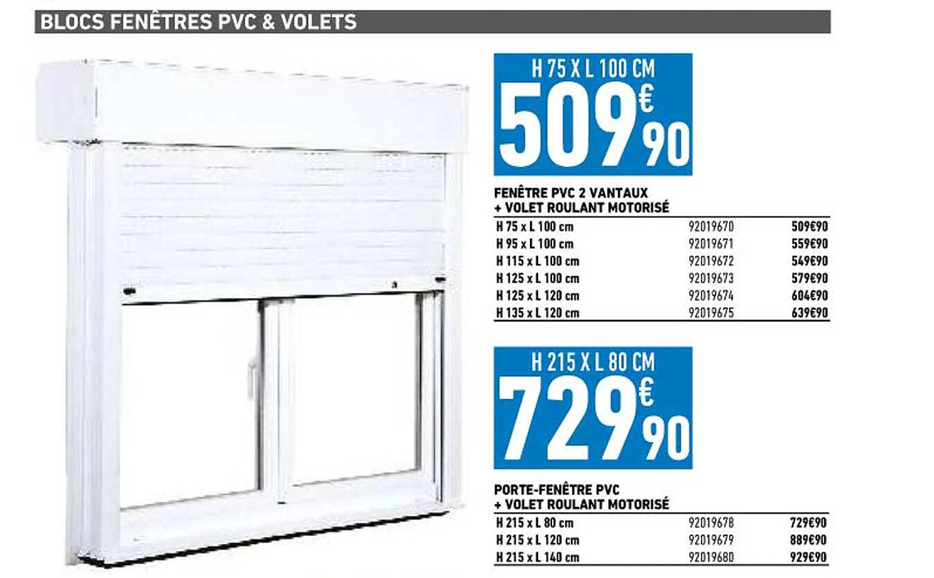 fenêtre pvc 2 vantaux + volet roulant motorisé, porte-fenêtre pvc + volet roulant motorisé