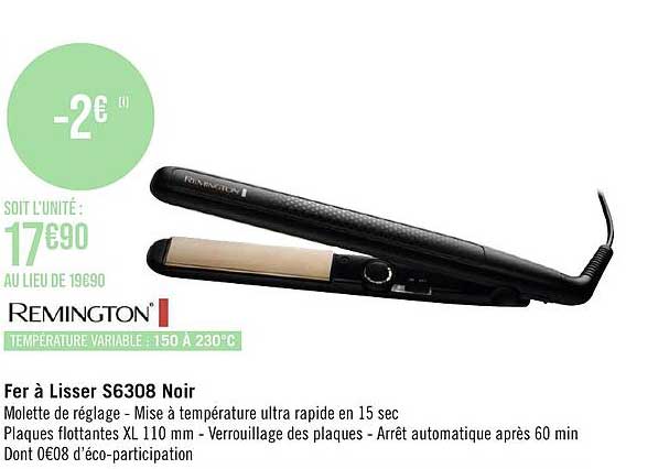 fer à lisser s6308 noir remington