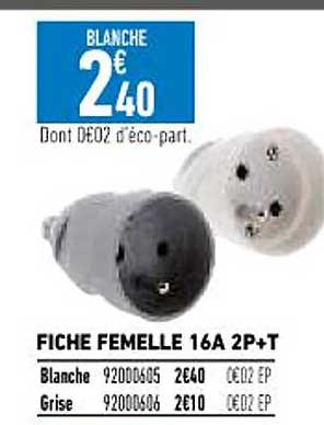 fiche femelle 16A 2p+t
