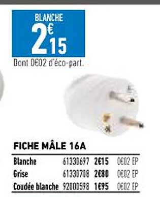 fiche mâle 16A