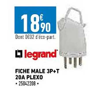 fiche mâle 3p+t 20A plexo legrand