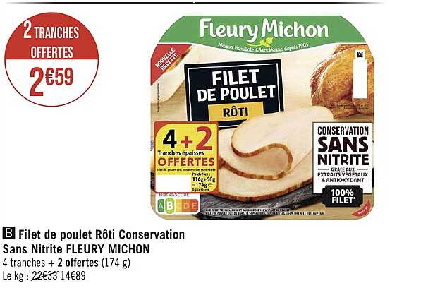 filet de poulet rôti conservation sans nitrite fleury michon