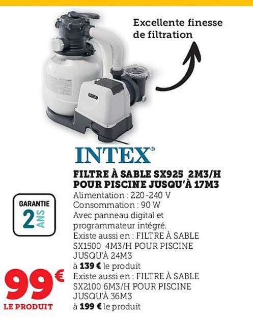 filtre à sable sx925 2m3 h pour piscine jusqu'à 17m3
