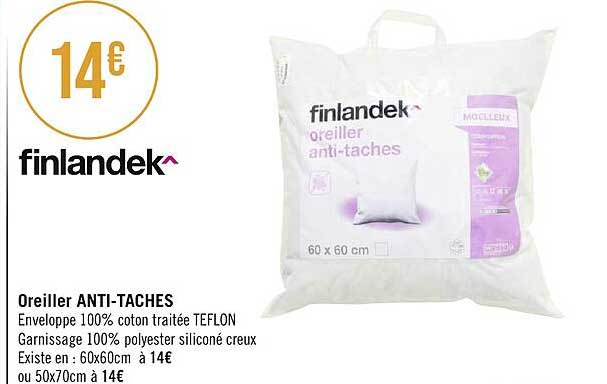 finlandek oreiller anti-taches