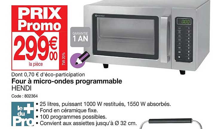 four à micro-ondes programmable hendi