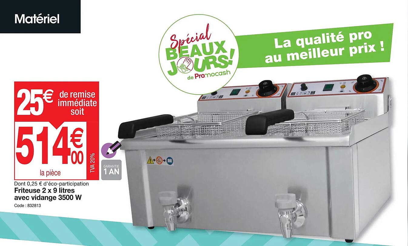 friteuse 2 x 9 litres avec vidange 3500w