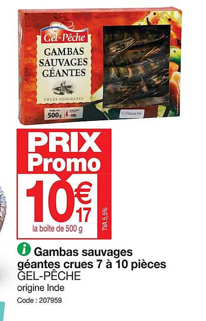 gambas sauvages géantes crues 7 à 10 pièces gel-pêche