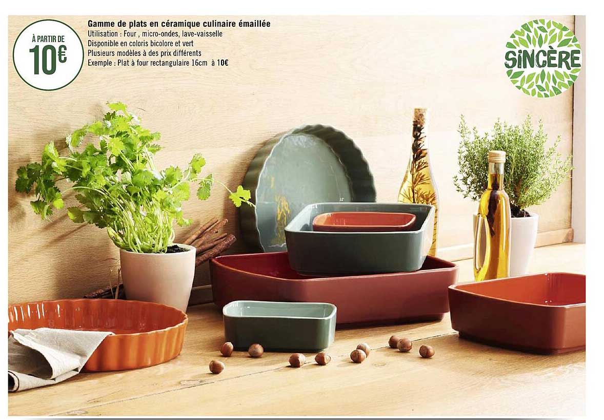 gamme de plats en céramique culinaire émaillée sincère