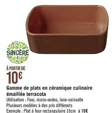 gamme de plats en céramique culinaire émaillée terracota