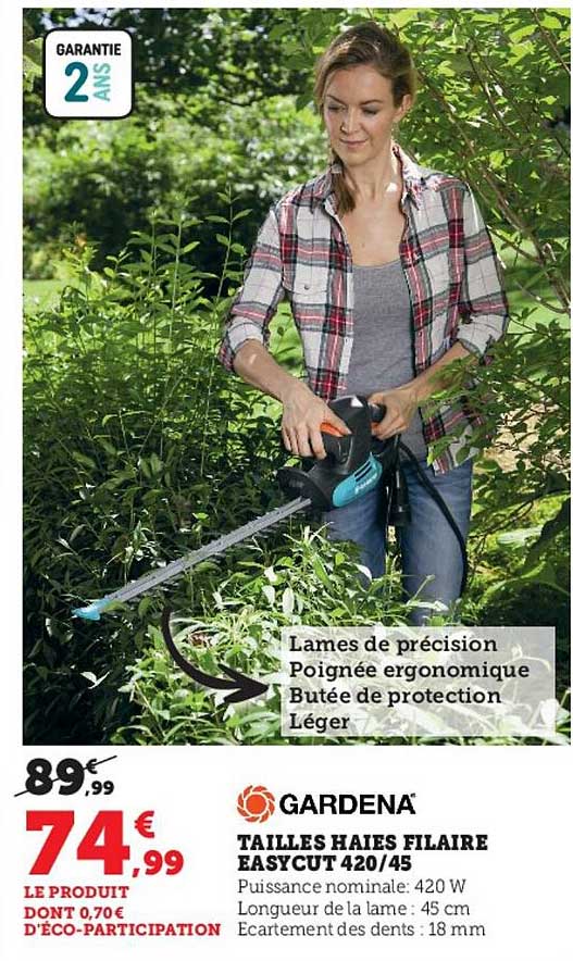 gardena tailles haies filaire easycut 420 45