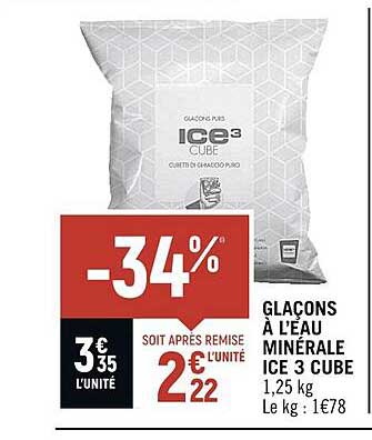 Glaçons à L'eau Minérale Ice 3 Cube