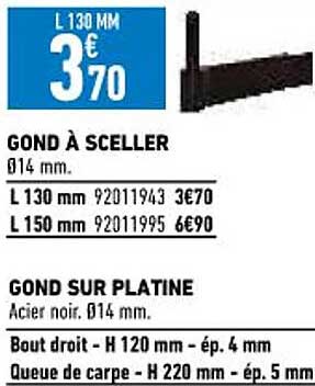 gond à sceller, gond sur platine