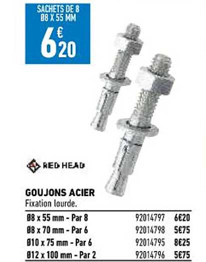 goujons acier red head