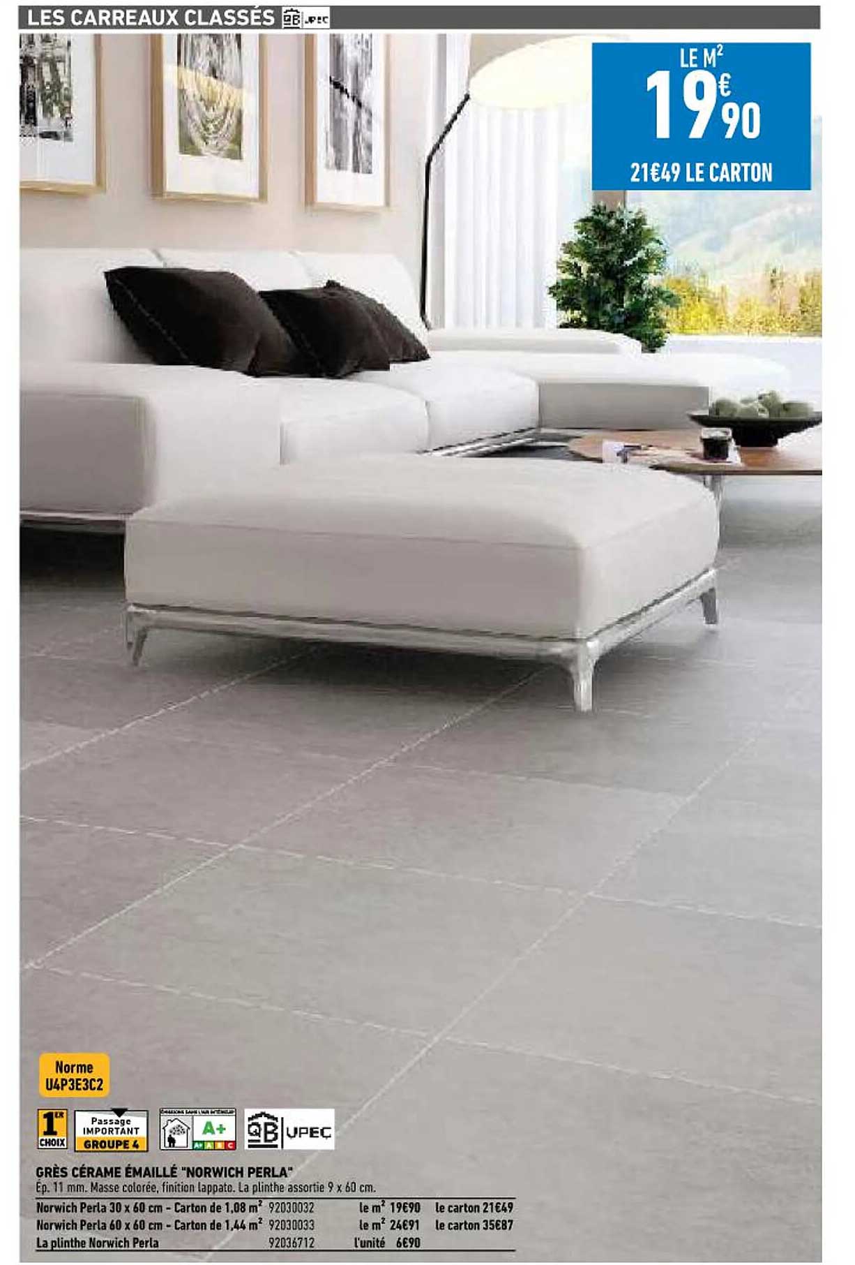 grès cérame émaillé "norwich perla"