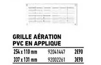 grille aération pvc en applique