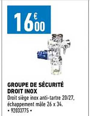 groupe de sécurité droit inox