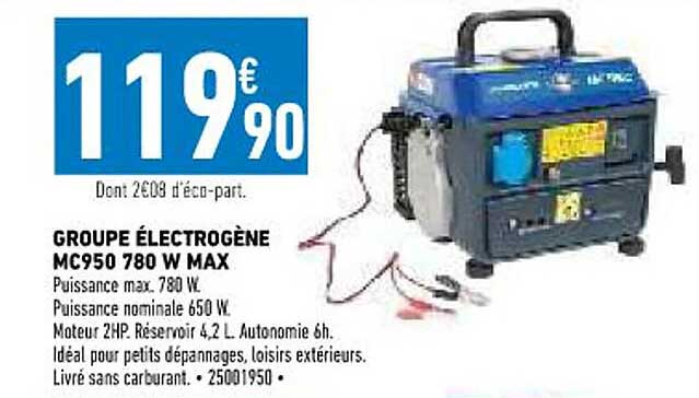 groupe électrogène mc950 780 w max