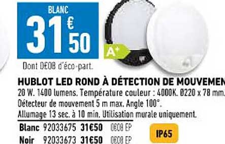 hublot led rond à détection de mouvement