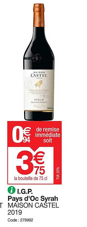 i.g.p. pays d'oc syrah maison castel 2019