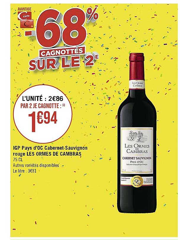 igp pays d'oc cabernet-sauvignon rouge les ormes de cambras