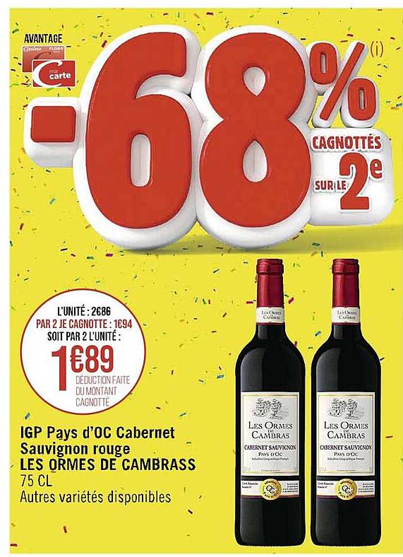 igp pays d'oc cabernet sauvignon rouge les ormes de cambrass
