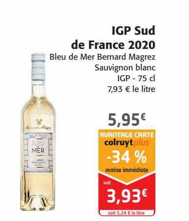 igp sud de france 2020 bleu de mer bernard magrez sauvignon blanc igp