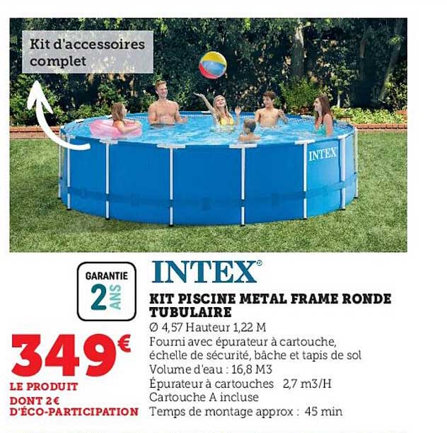 intex kit piscine metal frame ronde tubulaire