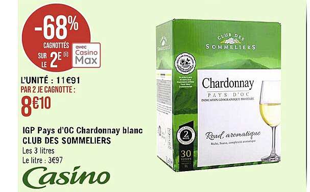 ipg pays d'oc chardonnay blanc club des sommeliers