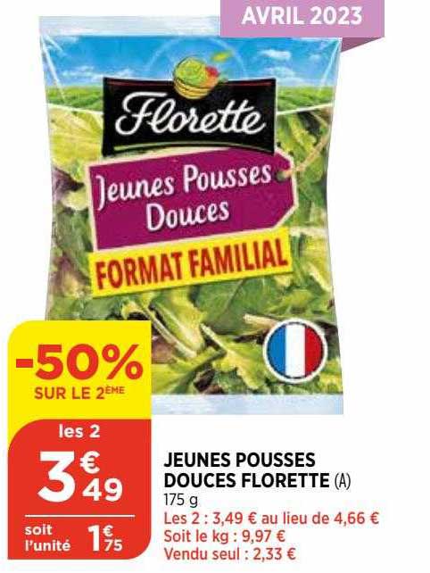 jeunes pousses douces florette -50% sur le 2ème