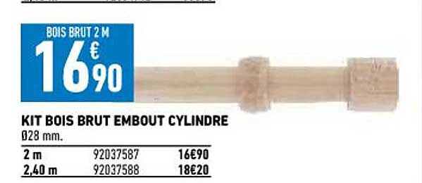 kit bois brut embout cylindre