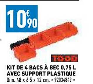 Kit De 4 Bacs à Bec 0,75l Avec Support Plastique Tood