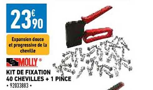 kit de fixation 40 chevilles + 1 pince molly