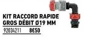 kit raccord rapide gros débit ø19 mm