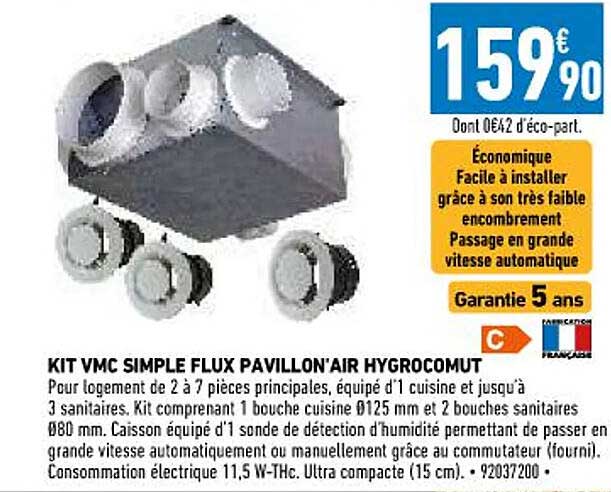 kit vmc simple flux pavillon'air hygrocomut