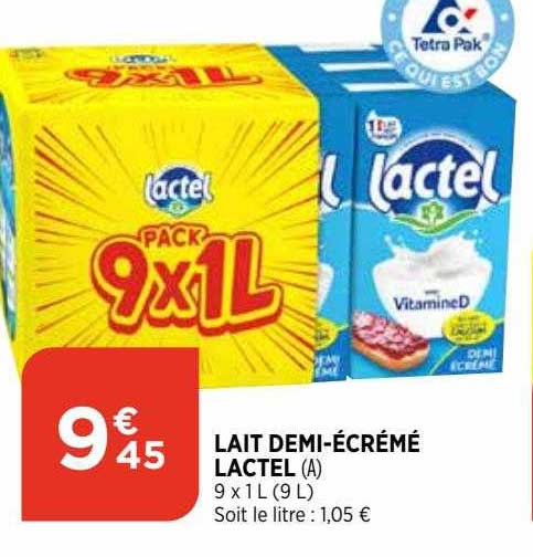 lait demi-écrémé lactel