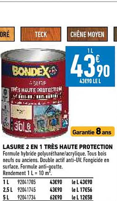 lasure 2 en 1 très haute protection bondex