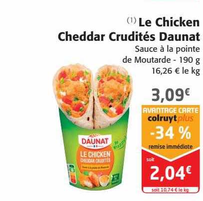 le chicken cheddar crudités daunat