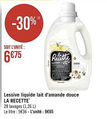 lessive liquide lait d'amande douce la recette