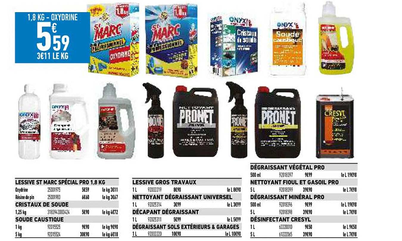 lessive st marc spécial pro 1,8 kg, cristaux de soude, soude caustique, lessive gros travaux, nettoyant dégraissant universel, décapant dégraissant, dégraissant sols extérieurs & garages