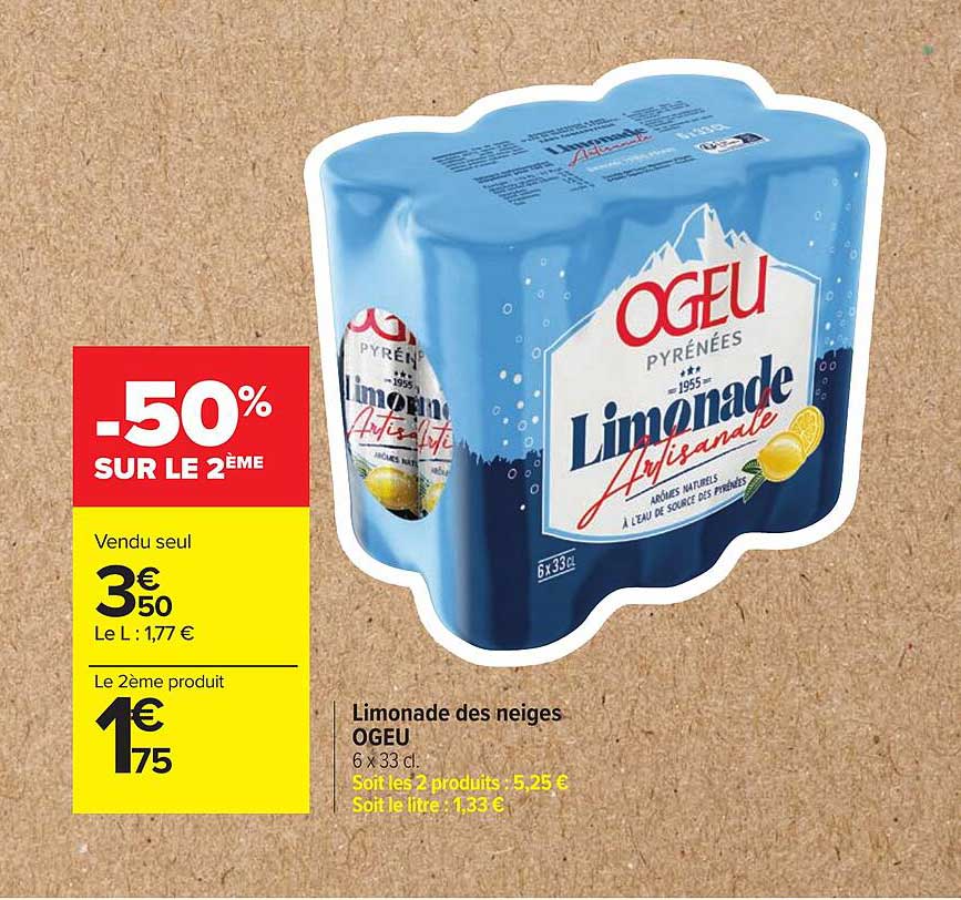 Limonade De Neiges Ogeu -50% Sur Le 2ème