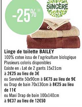 Linge De Toilette Bailey Sincère