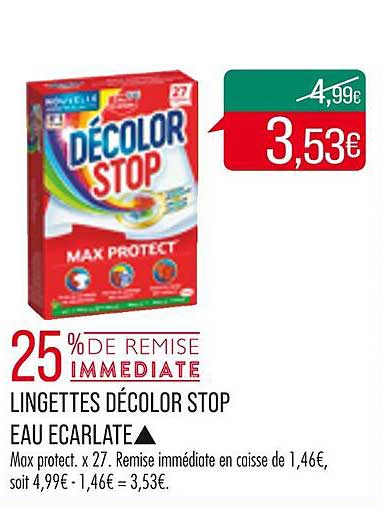 lingettes décolor stop eau écarlate