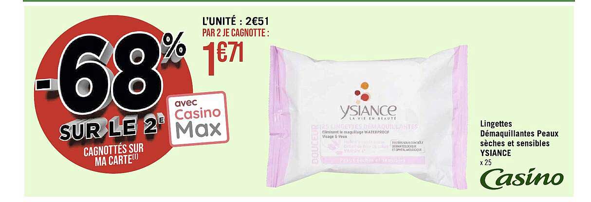 lingettes démaquillantes peaux sèches et sensibles ysiance