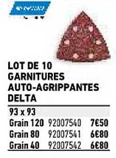 lot de 10 garnitures auto-agrippantes delta