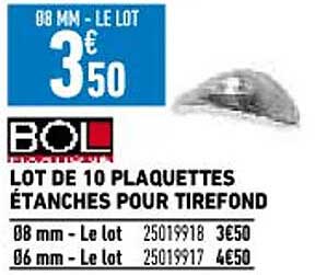 lot de 10 plaquettes étanches pour tirefond bol