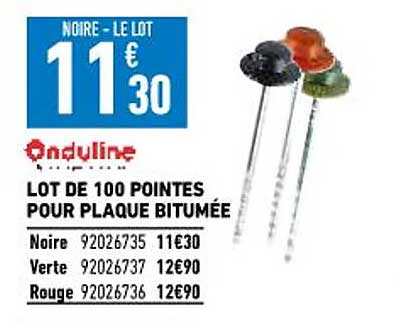 lot de 100 pointes pour plaque bitumée onduline