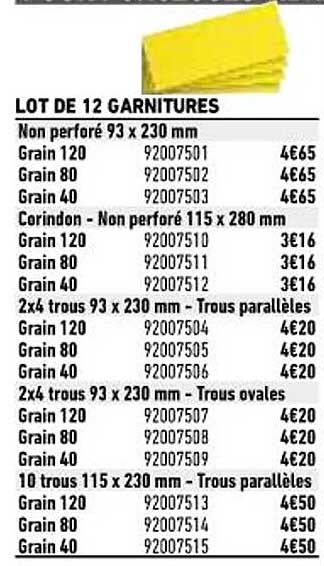 lot de 12 garnitures