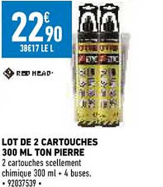 lot de 2 cartouches 300ml ton pierre