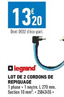 lot de 2 cordons de repiquage legrand