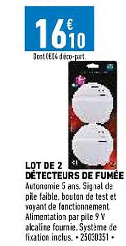 lot de 2 détecteurs de fumée